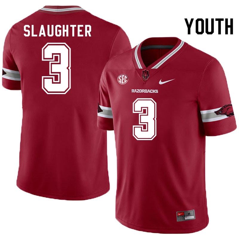 Youth #3 Doneiko Slaughter Arkansas Razorbacks College Football Jerseys Stitched-Alternate Cardinal